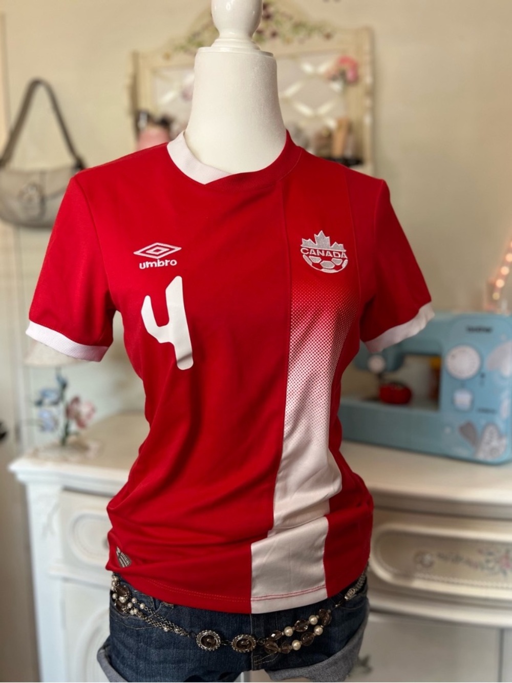 Official Umbro Red and White Women's Canada Soccer Jersey